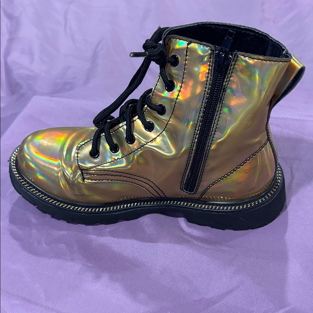 Holographic Gold Combat Boots - Picture 4 of 11